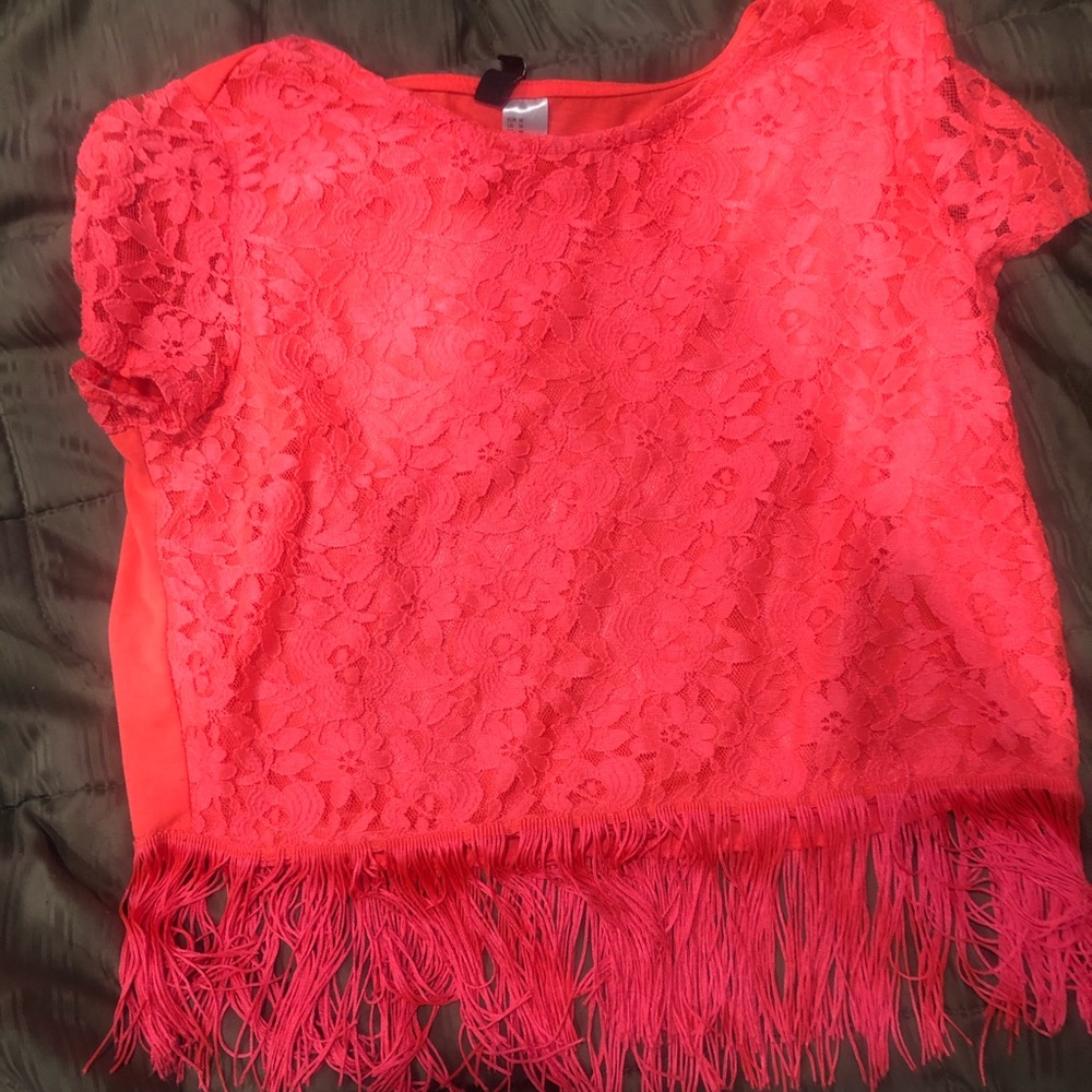 Neon pink crop top shirt ❣️